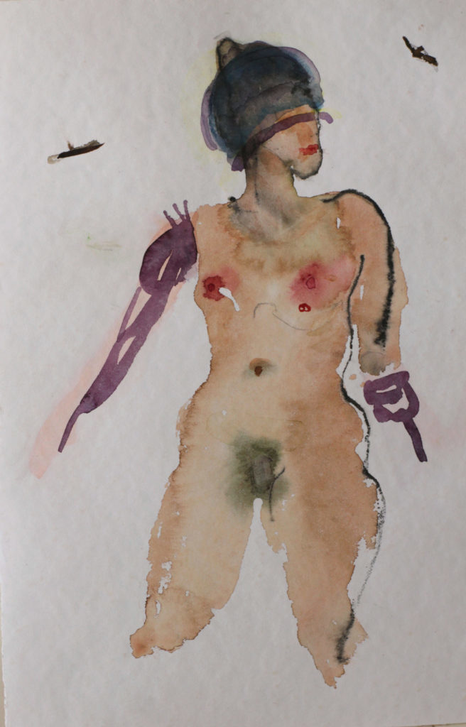 Fully Armed (Drone Days 3) by Noël O´Callaghan, watercolour and graphite on paper, 30 x 20cm.